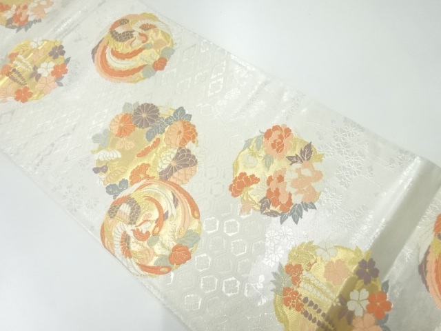 JAPANESE FUKURO OBI / WOVEN FLOWER & BIRD